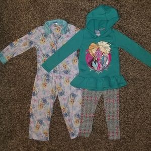 Disney Frozen Girls Lot Outfit Pajamas